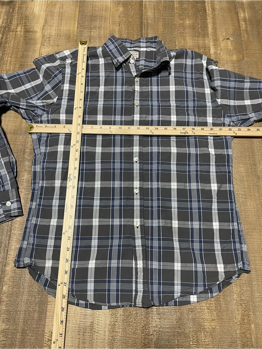 J. Crew Men's Gray & Blue Plaid Button-Up Shirt